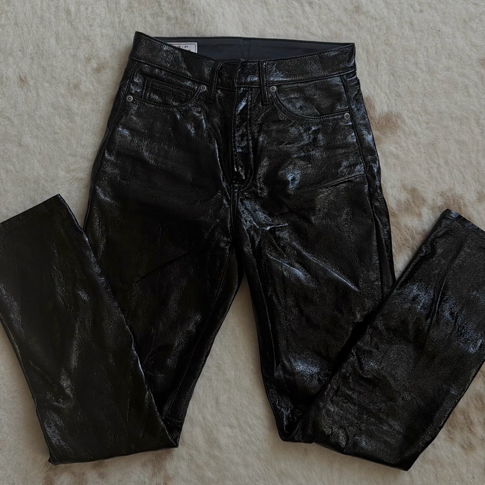 GAP Black Vintage Slim High Rise Patent Leather Pleather Pants | Size 25/0R